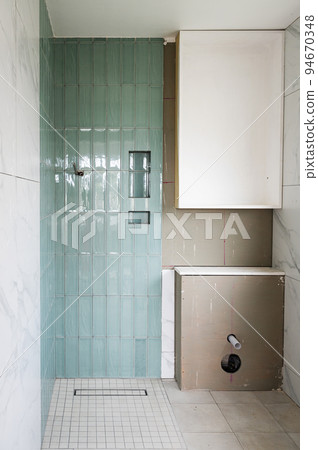 Bathroom renovation. Unfinished project of the new shower room 94670348