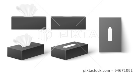 Package mockup set of tissue boxes, realistic 3d vector illustration isolated on white background. Package mockup set of tissue boxes, realistic 3d vector illustration isolated on white background. 94671091