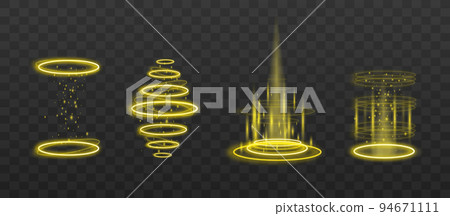 Portal with sparks and luminous effect, realistic vector illustration isolated. 94671111
