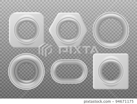 Metal grommet for curtain hanging or textile decor, realistic vector illustration isolated on transparent background. 94671175