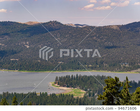 Sunny aerial view of the Big bear lake Sunny aerial view of the Big bear lake 94671606