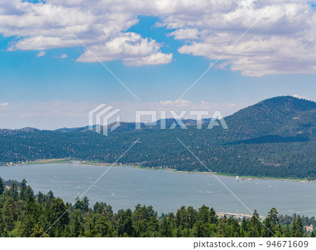 Sunny aerial view of the Big bear lake 94671609