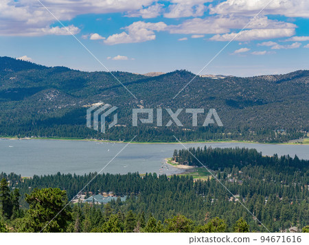 Sunny aerial view of the Big bear lake Sunny aerial view of the Big bear lake 94671616