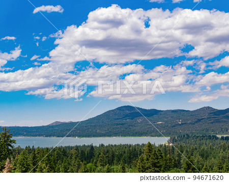 Sunny aerial view of the Big bear lake Sunny aerial view of the Big bear lake 94671620