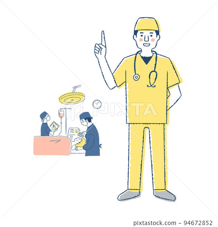Surgery scene with a pointing pose surgeon 94672852