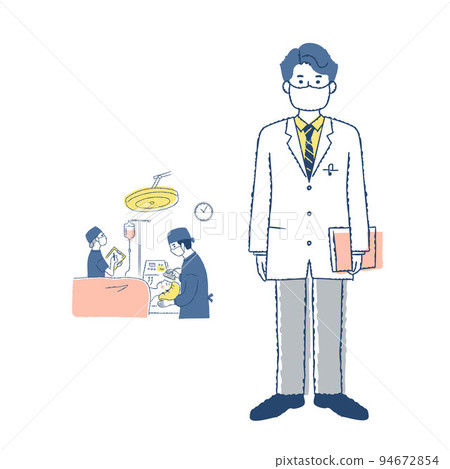 Masked doctor and surgery scene 94672854