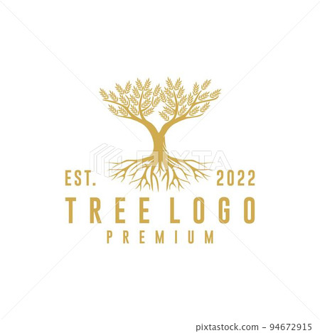 oak tree logo design vector idea with root  94672915