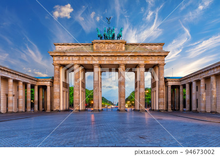 Brandenburg Gate or Brandenburger Tor at sunrise, Berlin, Germany 94673002