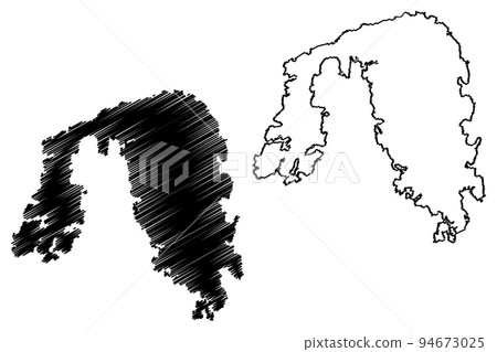 Eigeroya island (Kingdom of Norway) map vector illustration, scribble sketch Eigeroya map 94673025
