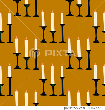 Seamless pattern with illustration a candles in a 94673270