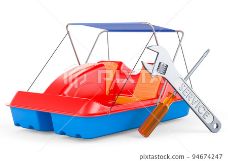 Service and repair of paddle boat, 3D rendering Service and repair of paddle boat, 3D rendering 94674247