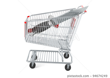 Shopping cart with hunting knife, 3D rendering 94674249