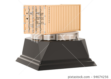 Cargo container Golden Award, best freight transportation. 3D rendering Cargo container Golden Award, best freight transportation. 3D rendering 94674256