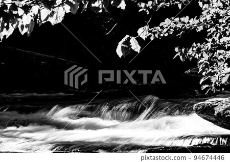 Cascades and rushing water in Avalanche Creek at Glacier National Park, Montana.  94674446