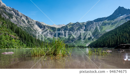HDR Shoreline view from Avalanche Lake in Glacier National Park, MT, USA.  94674675