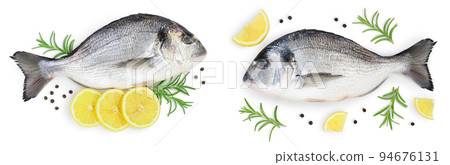 Fish dorado isolated on white background with full depth of field. Top view. Flat lay 94676131