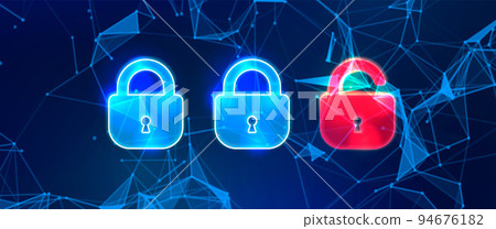 Digital Vector Tech Dark Blue Background with Locks 94676182