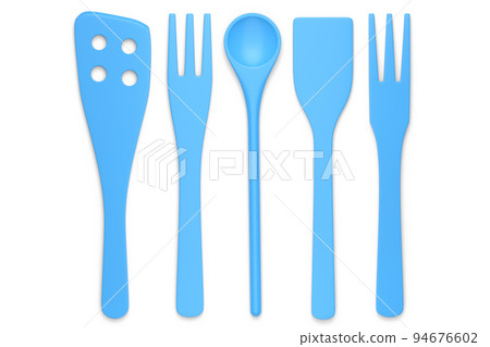 Wooden kitchen utensils, tools and equipment on white background. 94676602