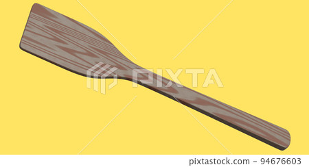Wooden solid turner or kitchen utensils on yellow background. Wooden solid turner or kitchen utensils on yellow background. 94676603