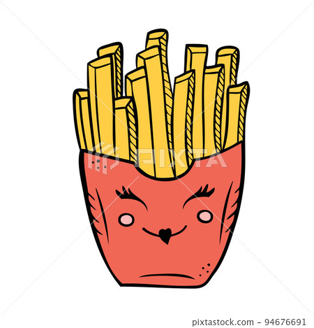 Fast food french fries. Vector illustration in doodle style 94676691