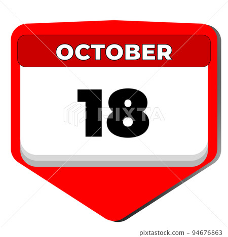 18 October vector icon calendar day. 18 date of October. Eighteenth day of October. 18th date number. 18 day calendar. Eighteen date. Vietnam Veterans Day Border Guard 18 October vector icon calendar day. 18 date of October. Eighteenth day of October. 18th date number. 18 day calendar. Eighteen date. Vietnam Veterans Day Border Guard 94676863