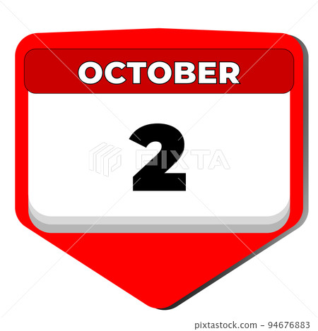 2 October vector icon calendar day. 2 date of October. Second day of October. 2nd date number. 2 day calendar. Two date. Republic Day of North Macedonia 2 October vector icon calendar day. 2 date of October. Second day of October. 2nd date number. 2 day calendar. Two date. Republic Day of North Macedonia 94676883