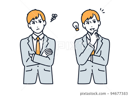 一位解決了他的麻煩的年輕商人的矢量圖解材料 94677383
