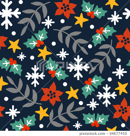 Seamless pattern christmas plants background vector illustration 94677450