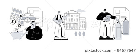 Business idea abstract concept vector illustration set. International business, startup hub, business trend analysis, entrepreneur, IT innovation, partnership, startup incubator abstract metaphor. 94677647