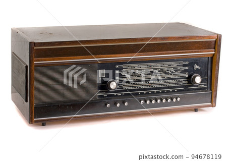 Vintage vinyl record player on a white background 94678119