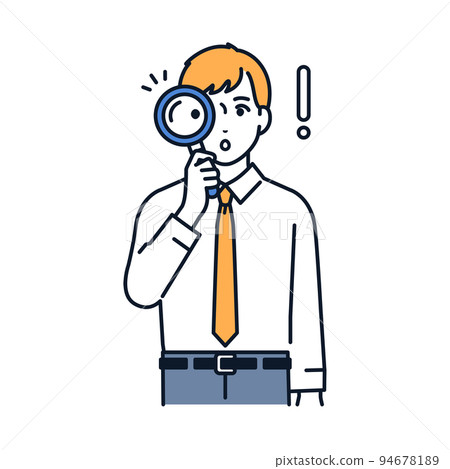 一個商人透過放大鏡看的矢量圖素材 94678189