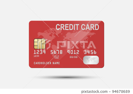 Vector 3d Realistic Red Credit Card Isolated. Design Template of Plastic Credit or Debit Card for Mockup, Branding. Credit Card Payment Concept. Front View 94678689