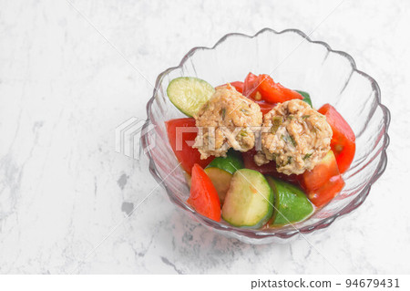 Marinated summer vegetables and meatballs Marinated summer vegetables and meatballs 94679431
