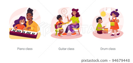Gradeschool students music lessons isolated cartoon vector illustration set Gradeschool students music lessons isolated cartoon vector illustration set 94679448