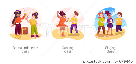 Gradeschoolers creativity and imagination isolated cartoon vector illustration set Gradeschoolers creativity and imagination isolated cartoon vector illustration set 94679449