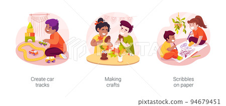 Toddler creative development isolated cartoon vector illustration set Toddler creative development isolated cartoon vector illustration set 94679451