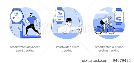 Smartwatch tracking features isolated cartoon vector illustrations se Smartwatch tracking features isolated cartoon vector illustrations se 94679453