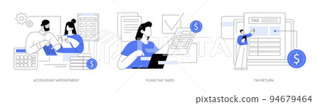 Tax agent service abstract concept vector illustrations. 94679464
