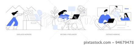 Unemployment and remote job opportunities abstract concept vector illustrations. 94679478