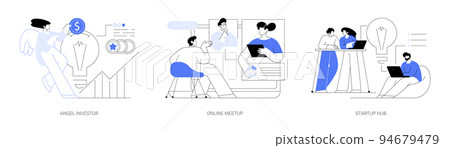 Business startup and communication abstract concept vector illustrations. 94679479