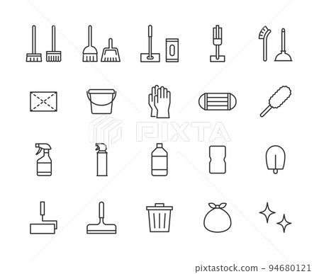 線描圖標集的清潔工具 94680121