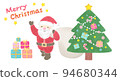 聖誕老人攜帶禮物和聖誕樹（有白色邊框） 94680344