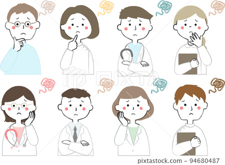 醫務工作者圖標陷入困境擔心的 Moyamoya 94680487