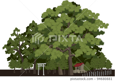 一個被樹木環繞的村莊里的小神社 一個被樹木環繞的村莊里的小神社 94680881