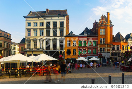 Summer view of Grand Place square in old Belgian city of Mons 94681243