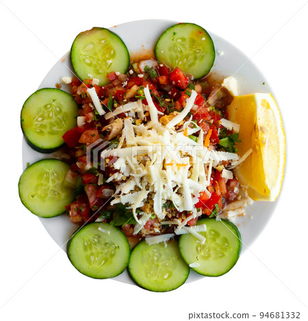 Turkish salad gavurdagi served on plate Turkish salad gavurdagi served on plate 94681332