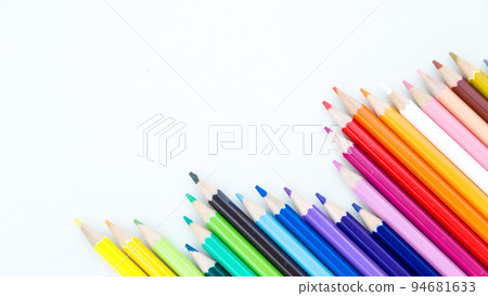Colored pencil crayons in a row Colored pencil crayons in a row 94681633