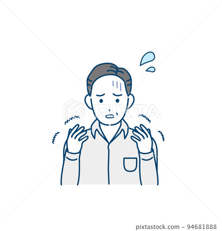 手麻、癱瘓、風濕病、疾病、症狀、插圖的中年男子 手麻、癱瘓、風濕病、疾病、症狀、插圖的中年男子 94681888