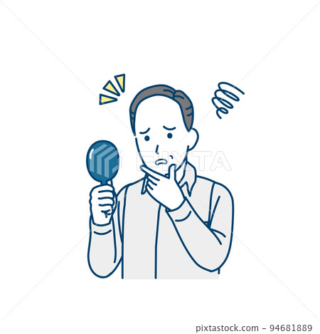 中年男子擔心頭髮稀疏和脫髮 AGA 禿頭老化頭髮插圖 94681889