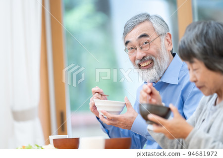 A senior couple having a meal Grandfather and grandmother 94681972